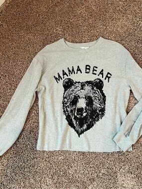 Grey 'Mama Bear' Graphic Crewneck Sweatshirt